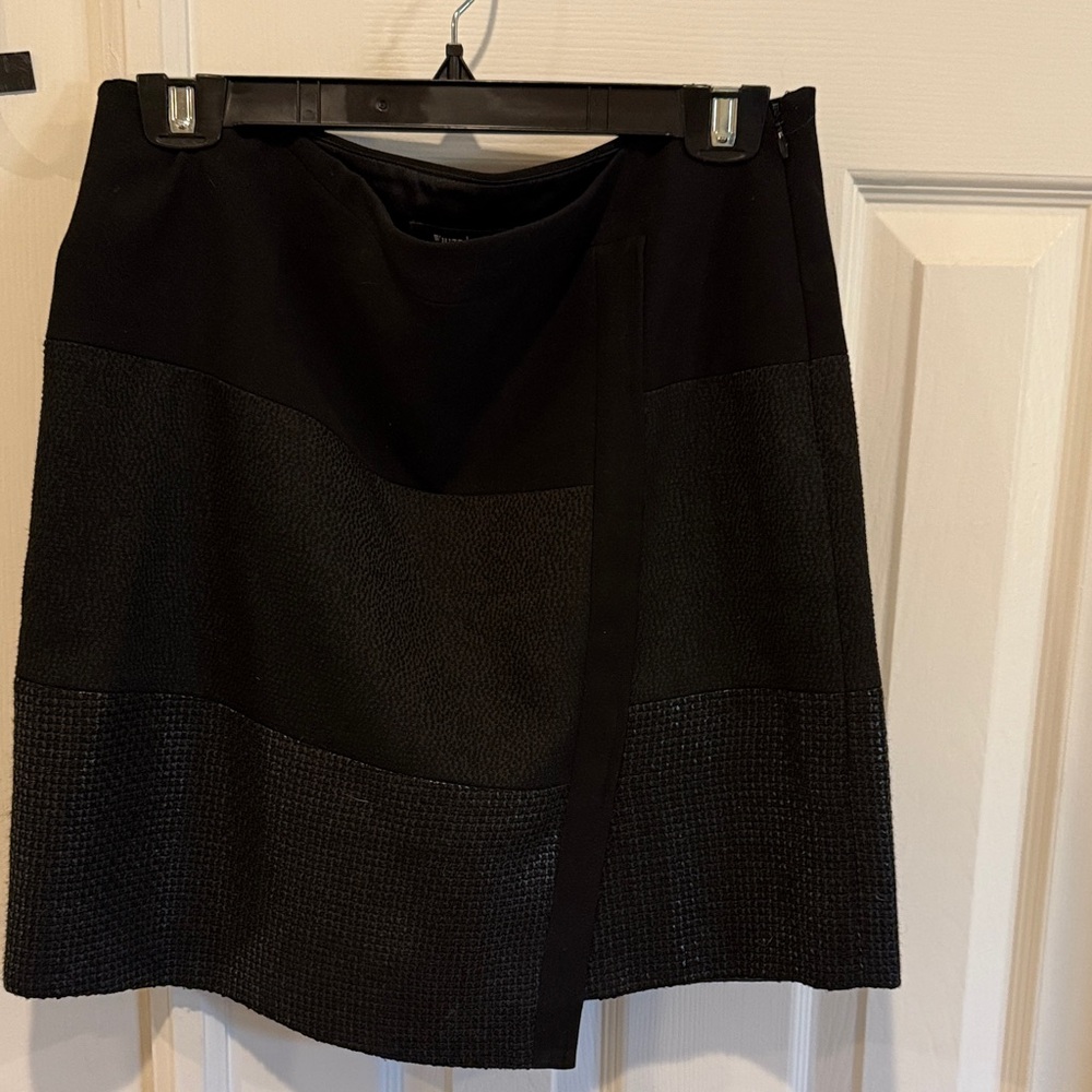 White House Black Market Textured Black Boot Skirt